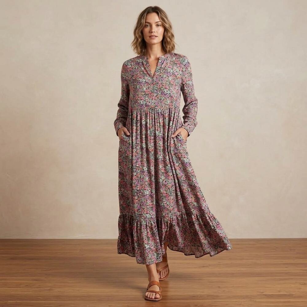 Mare Mare x Anthropologie Lynda Maxi Dress Large Floral Bogo Cottagecore Tiered